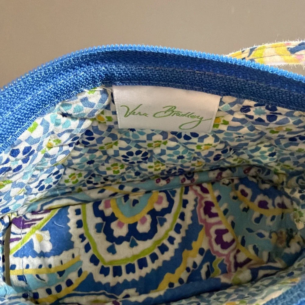 Vera Bradley Capri Blue Crossbody Shoulder Bag Purse Paisley Small Cotton - Picture 9 of 11